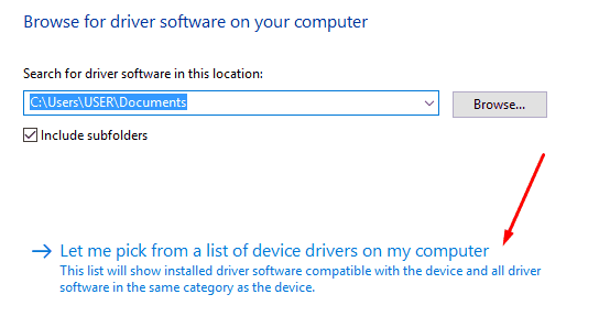 let me pick driver from list