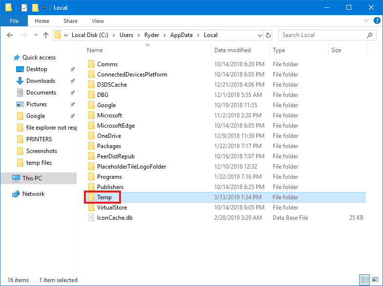 Temp folder Guide for Temporary Files