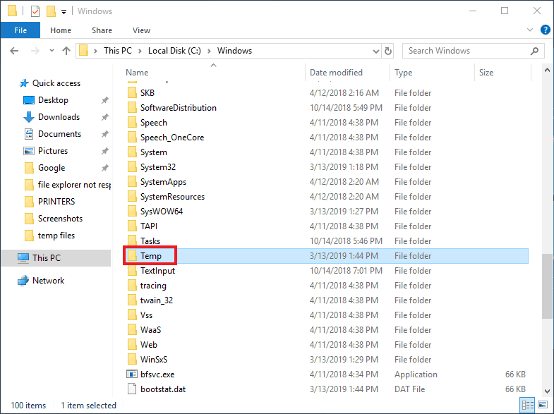 Temp Folder with Temporary Files
